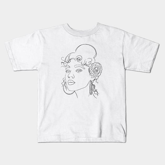 Line art woman Kids T-Shirt by Nastya Li